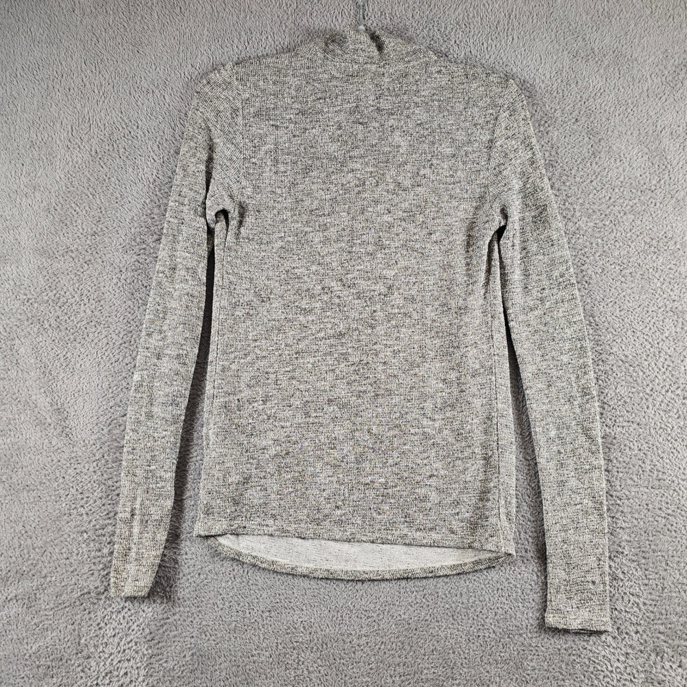 Deletta Anthropologie Gray Metallic Knit Cowl Neck Long Sleeve Top XXS - Picture 2 of 6